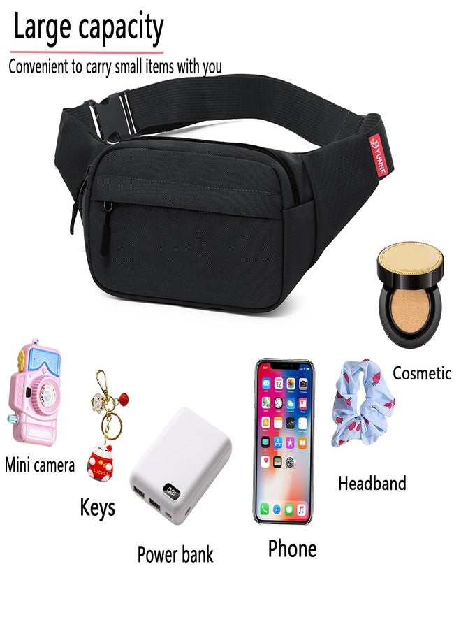 ZMD Small Hip Pack for Men & Women, Crossbody Belt Fanny Pack Sports Hiking Waist Bag Fits All Phones with 3-Zipper Pockets, Hip Bum Bag for Casual Workout Outdoors Running Walking Traveling, Black - Image 4